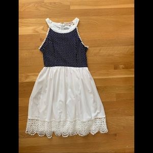 Navy and White polka dot dress